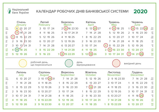 календарь рабочих дней банковской системы 2020