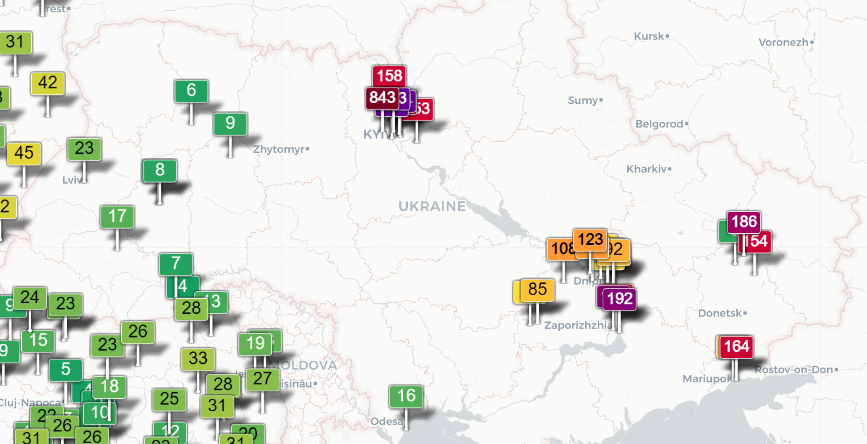 состояние воздуха в Украине