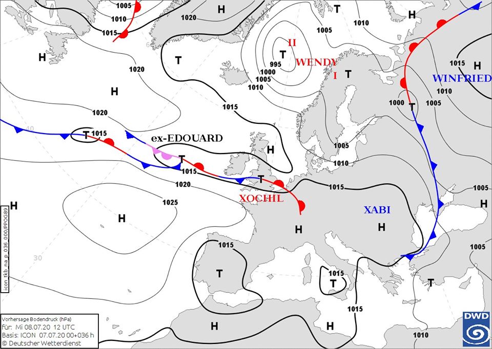 Карта погоды на 8 июля. Facebook-страница Натальи Диденко