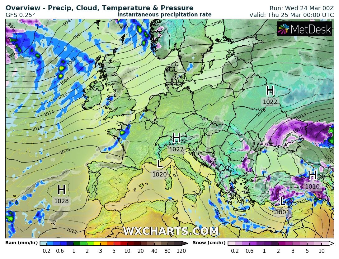 Прогноз погоды в Украине на 25 марта. Скриншот фейсбук-сообщения Диденко