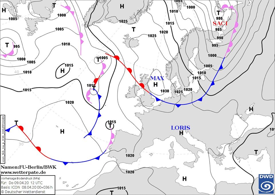 Карта погоды в Европе