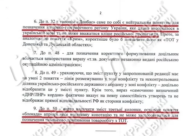 Глоссарий СНБО правили в Офисе президента. Скриншот: Украинские новости