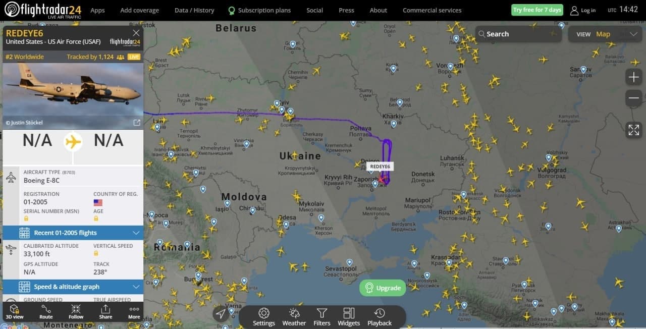 Данные сервиса Flightradar24