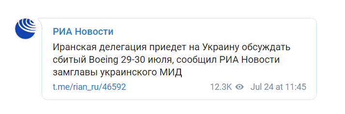 Скриншот из Телеграм-канала РИА Новости