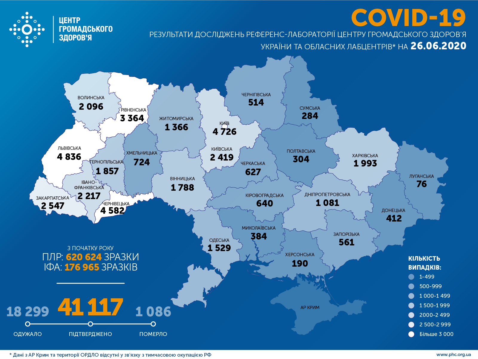 Опубликована карта распространения коронавируса по областям на 26 июня