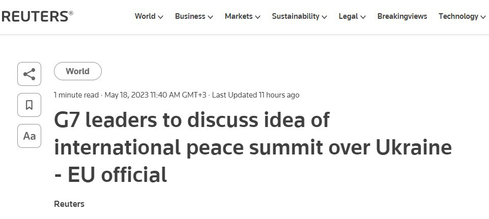 Страны G7 обсудят идею мирного саммита по Украине