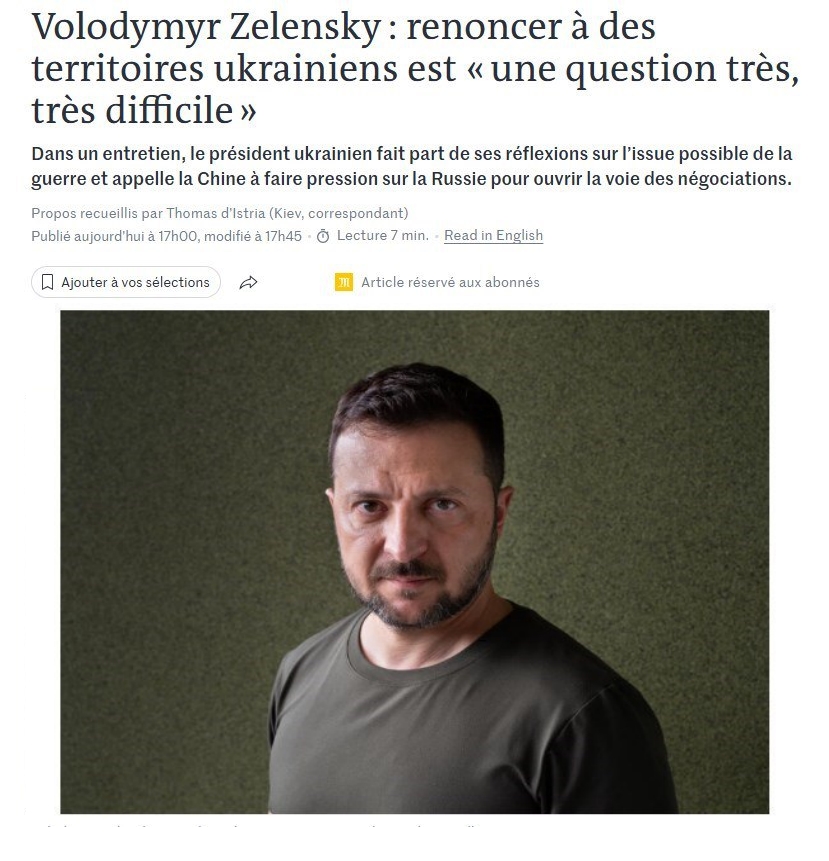 Знімок заголовка у Le Monde