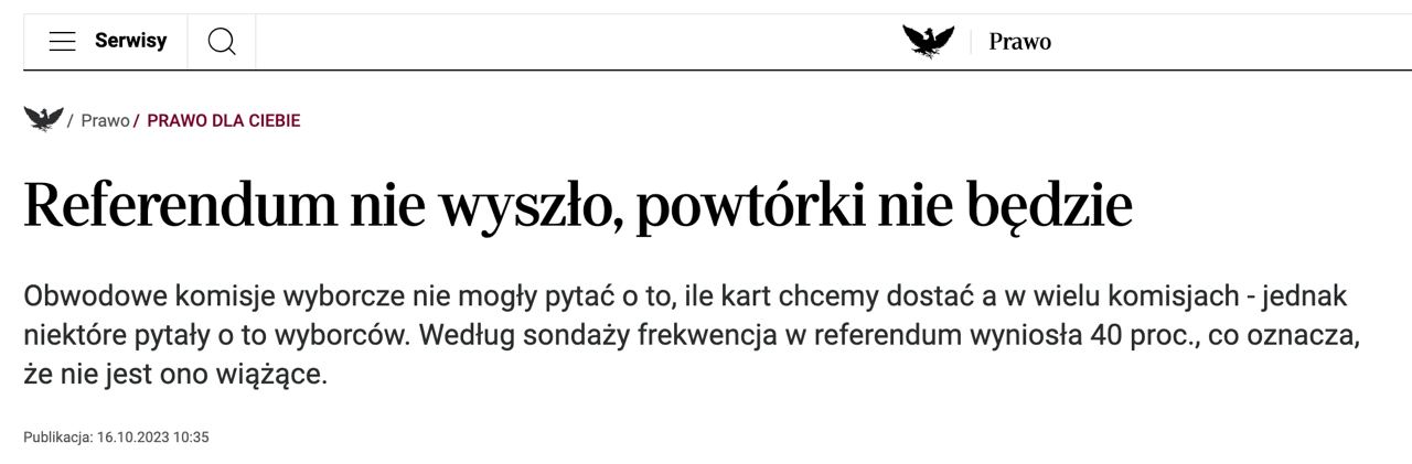 Знімок заголовка у Rzeczpospolita