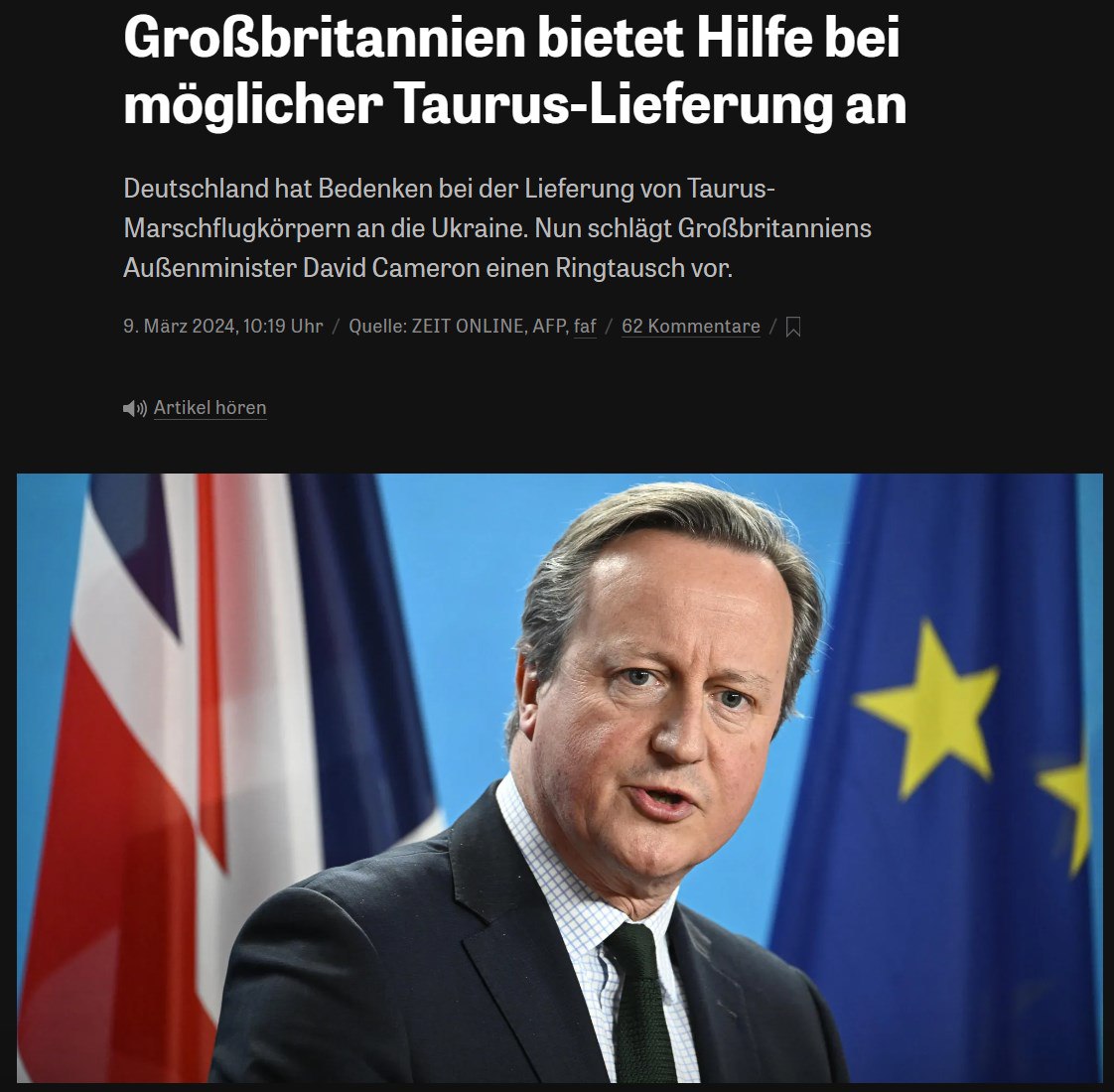 Снимок заголовка в Süddeutsche Zeitung